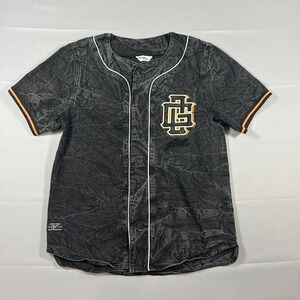 Original Fables Baseball Jersey Mens Large Washed Black OG Denim Button Front